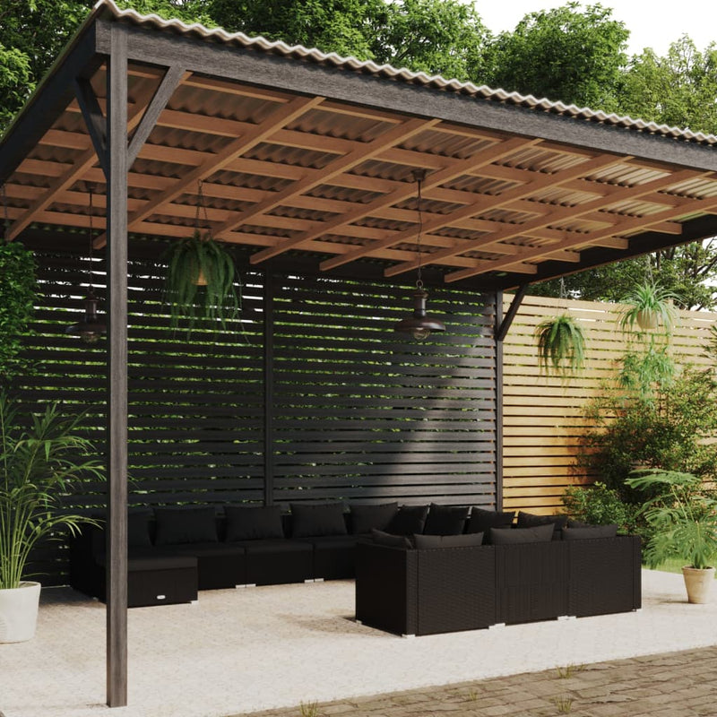 12 Piece Garden Lounge Set with Cushions Poly Rattan Black Payday Deals