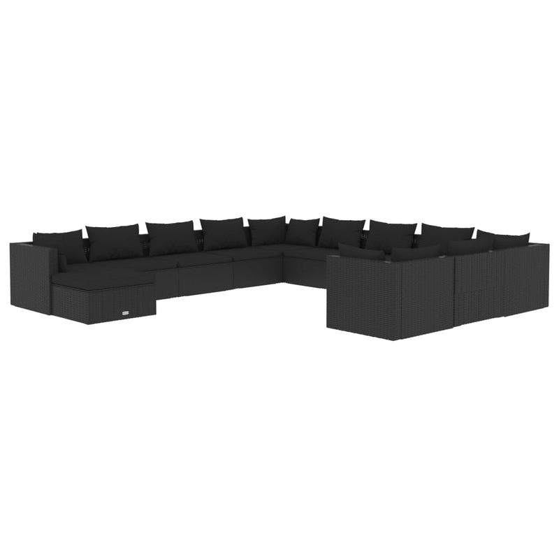 12 Piece Garden Lounge Set with Cushions Poly Rattan Black Payday Deals