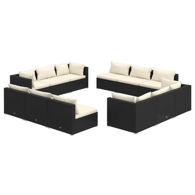 12 Piece Garden Lounge Set with Cushions Poly Rattan Black Payday Deals
