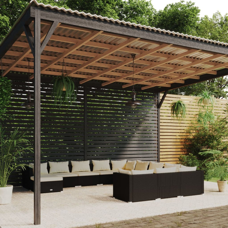 12 Piece Garden Lounge Set with Cushions Poly Rattan Black Payday Deals