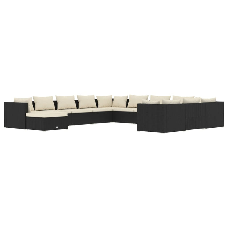 12 Piece Garden Lounge Set with Cushions Poly Rattan Black Payday Deals