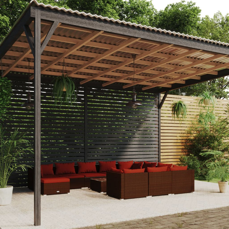 12 Piece Garden Lounge Set with Cushions Poly Rattan Brown Payday Deals