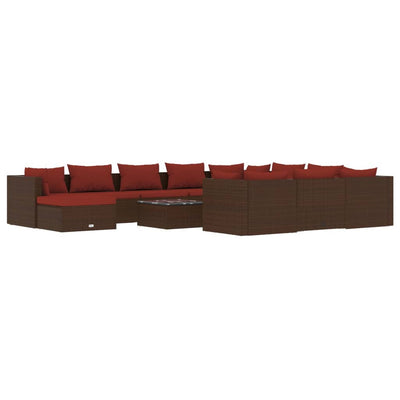 12 Piece Garden Lounge Set with Cushions Poly Rattan Brown Payday Deals