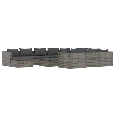 12 Piece Garden Lounge Set with Cushions Poly Rattan Grey Payday Deals