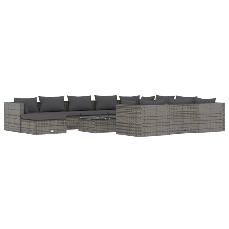 12 Piece Garden Lounge Set with Cushions Poly Rattan Grey Payday Deals