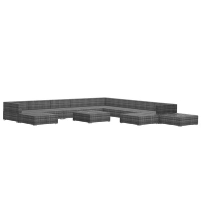 12 Piece Garden Lounge Set with Cushions Poly Rattan Grey Payday Deals