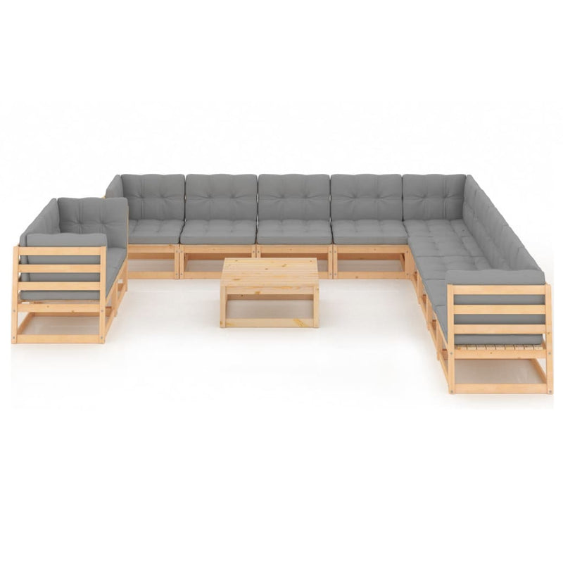 12 Piece Garden Lounge Set with Cushions Solid Pinewood Payday Deals