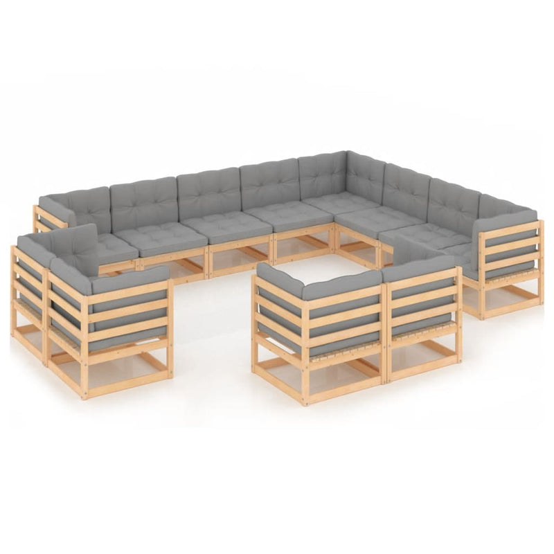 12 Piece Garden Lounge Set with Cushions Solid Pinewood Payday Deals