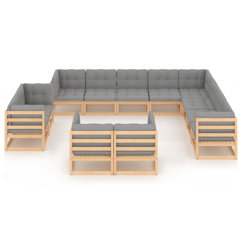 12 Piece Garden Lounge Set with Cushions Solid Pinewood Payday Deals