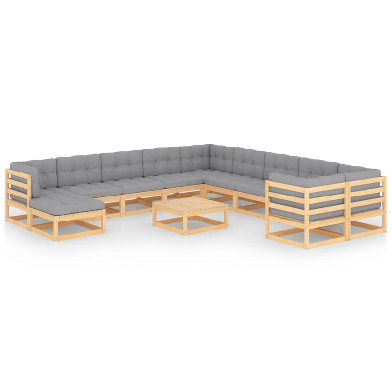 12 Piece Garden Lounge Set with Cushions Solid Pinewood Payday Deals