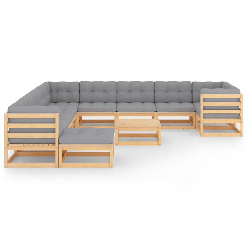12 Piece Garden Lounge Set with Cushions Solid Pinewood Payday Deals