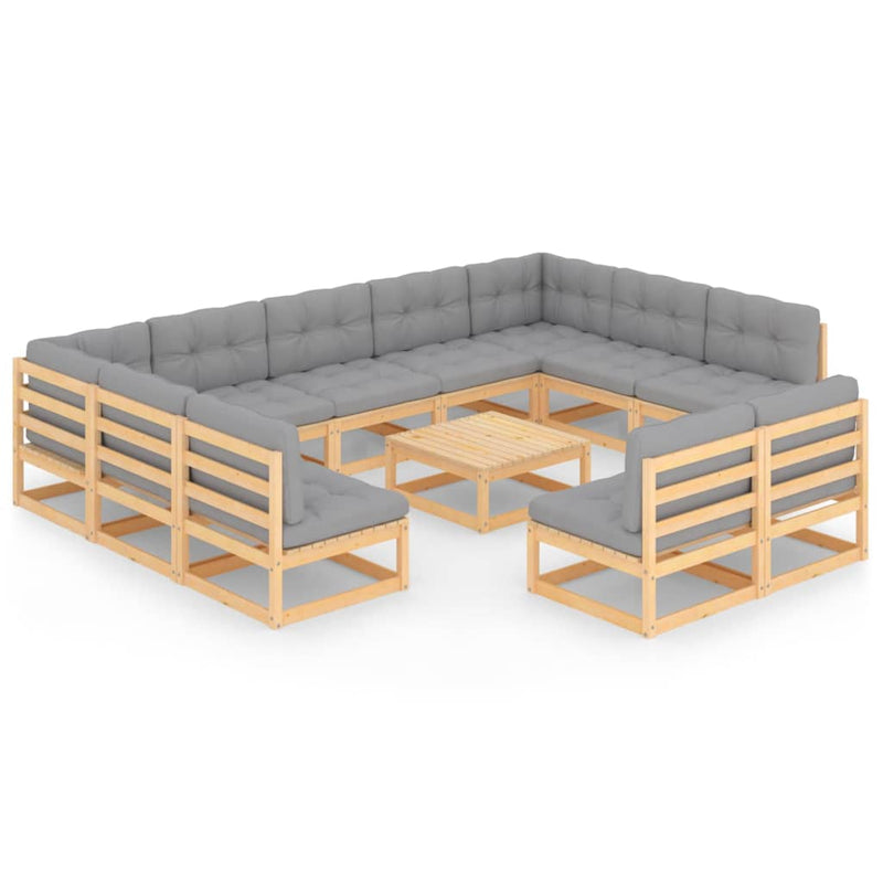 12 Piece Garden Lounge Set with Cushions Solid Pinewood Payday Deals