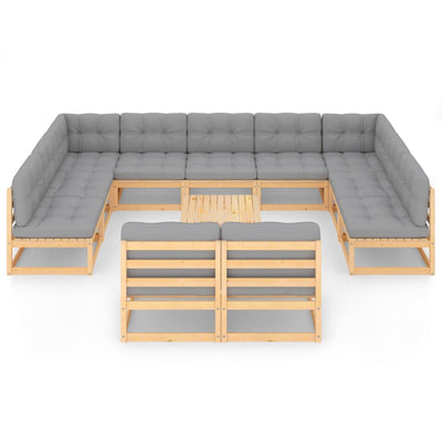 12 Piece Garden Lounge Set with Cushions Solid Pinewood Payday Deals