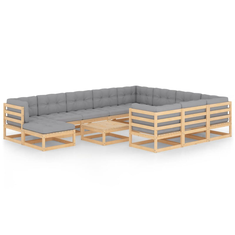 12 Piece Garden Lounge Set with Cushions Solid Pinewood Payday Deals