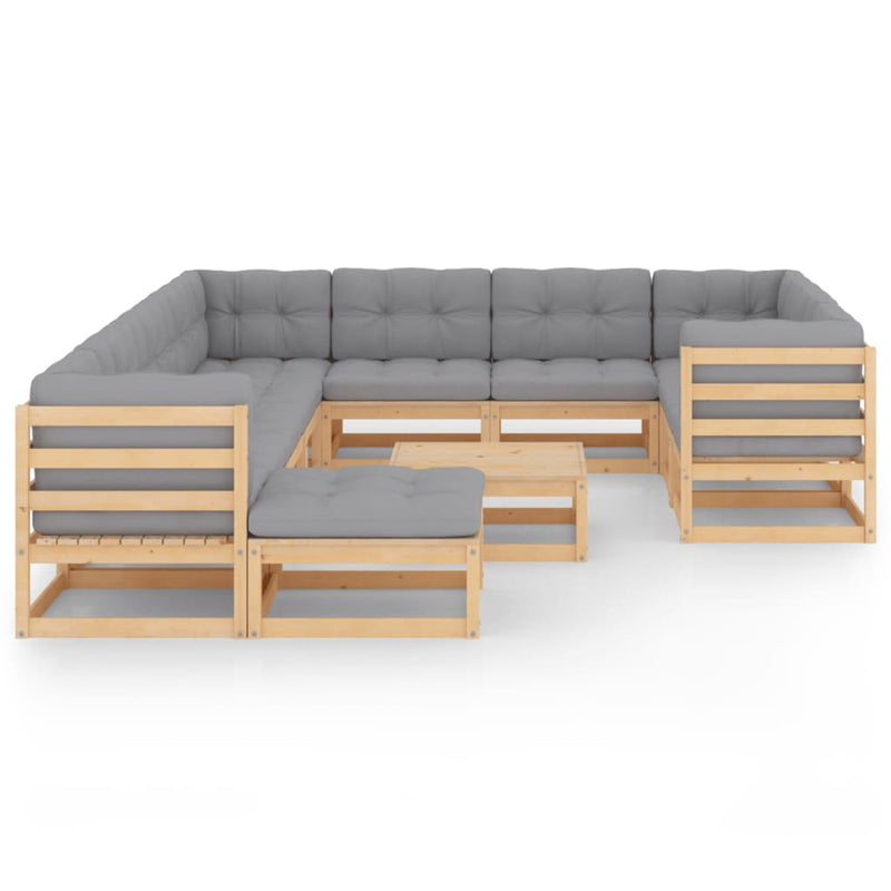 12 Piece Garden Lounge Set with Cushions Solid Pinewood Payday Deals