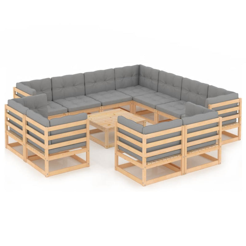 12 Piece Garden Lounge Set with Cushions Solid Pinewood Payday Deals