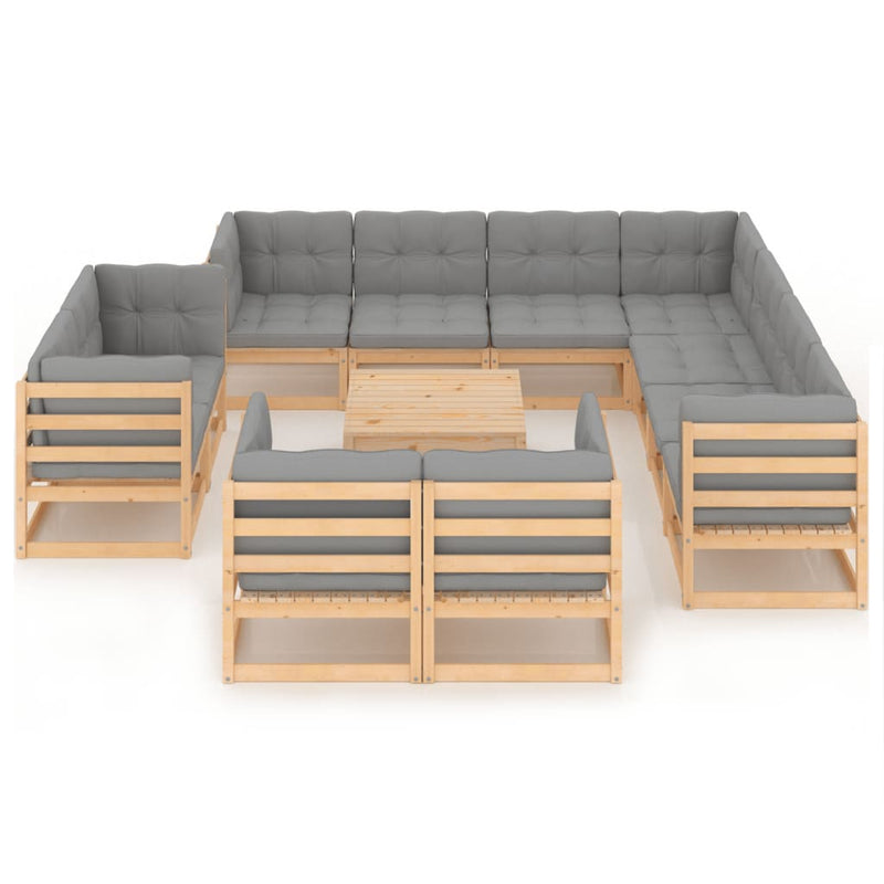 12 Piece Garden Lounge Set with Cushions Solid Pinewood Payday Deals