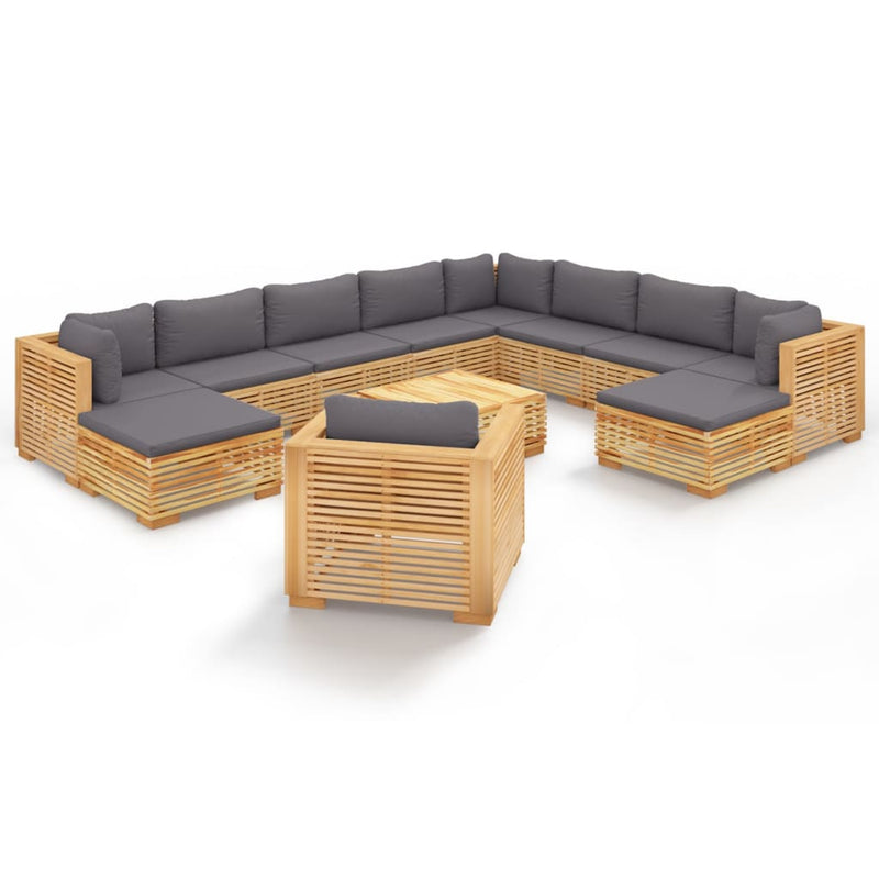 12 Piece Garden Lounge Set with Cushions Solid Teak Wood Payday Deals