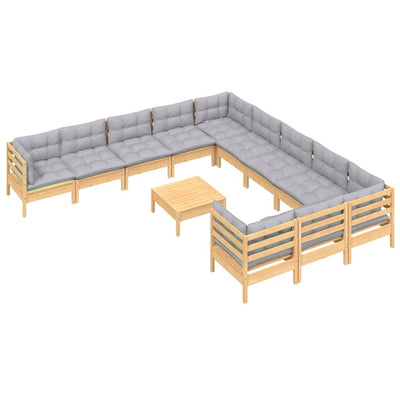 12 Piece Garden Lounge Set with Grey Cushions Pinewood Payday Deals