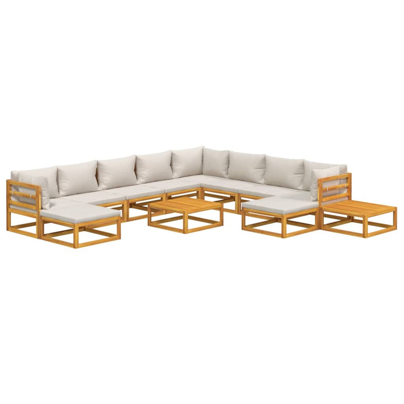 12 Piece Garden Lounge Set with Light Grey Cushions Solid Wood Payday Deals