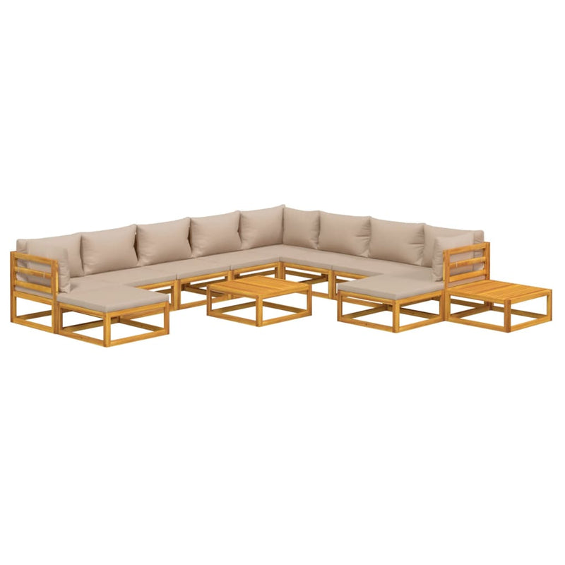 12 Piece Garden Lounge Set with Taupe Cushions Solid Wood Payday Deals