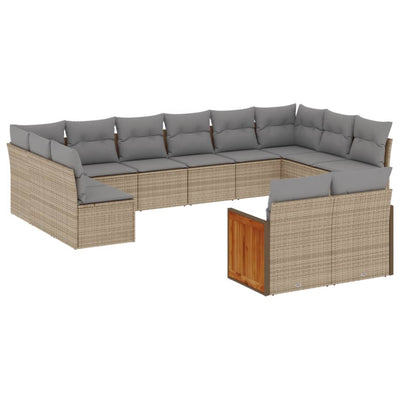12 Piece Garden Sofa Set with Cushions Beige Poly Rattan Payday Deals