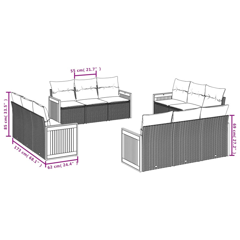 12 Piece Garden Sofa Set with Cushions Beige Poly Rattan Payday Deals