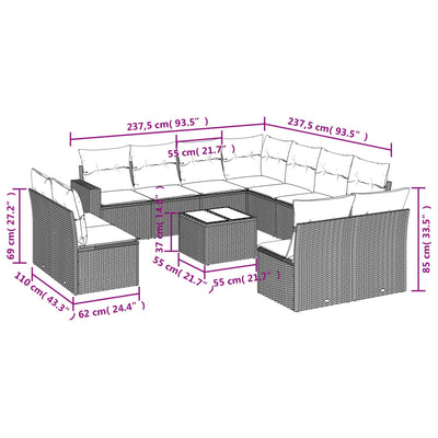 12 Piece Garden Sofa Set with Cushions Beige Poly Rattan Payday Deals