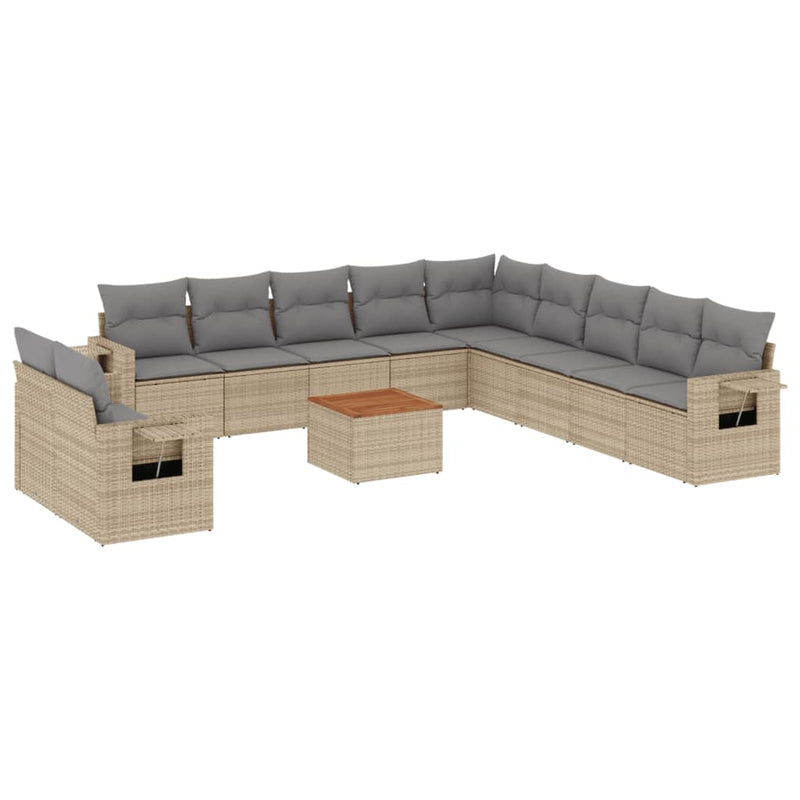 12 Piece Garden Sofa Set with Cushions Beige Poly Rattan Payday Deals