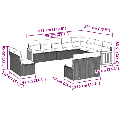12 Piece Garden Sofa Set with Cushions Beige Poly Rattan Payday Deals