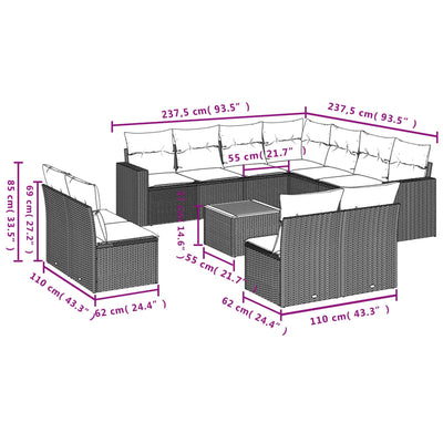 12 Piece Garden Sofa Set with Cushions Beige Poly Rattan Payday Deals