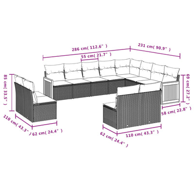 12 Piece Garden Sofa Set with Cushions Beige Poly Rattan Payday Deals