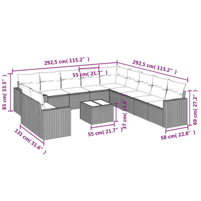 12 Piece Garden Sofa Set with Cushions Beige Poly Rattan Payday Deals