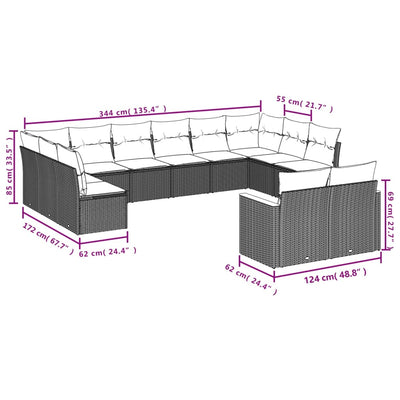 12 Piece Garden Sofa Set with Cushions Black Poly Rattan Payday Deals
