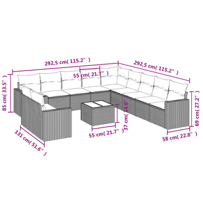 12 Piece Garden Sofa Set with Cushions Black Poly Rattan Payday Deals