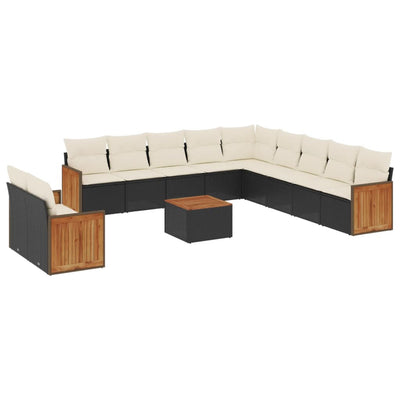 12 Piece Garden Sofa Set with Cushions Black Poly Rattan Payday Deals