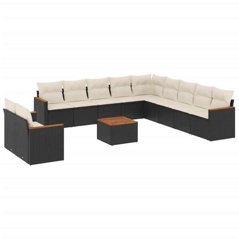 12 Piece Garden Sofa Set with Cushions Black Poly Rattan Payday Deals