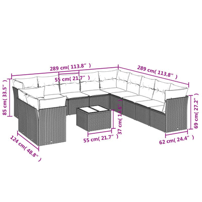 12 Piece Garden Sofa Set with Cushions Black Poly Rattan Payday Deals
