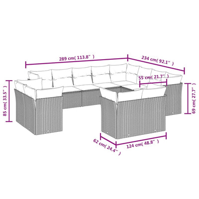12 Piece Garden Sofa Set with Cushions Black Poly Rattan Payday Deals