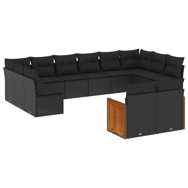 12 Piece Garden Sofa Set with Cushions Black Poly Rattan Payday Deals