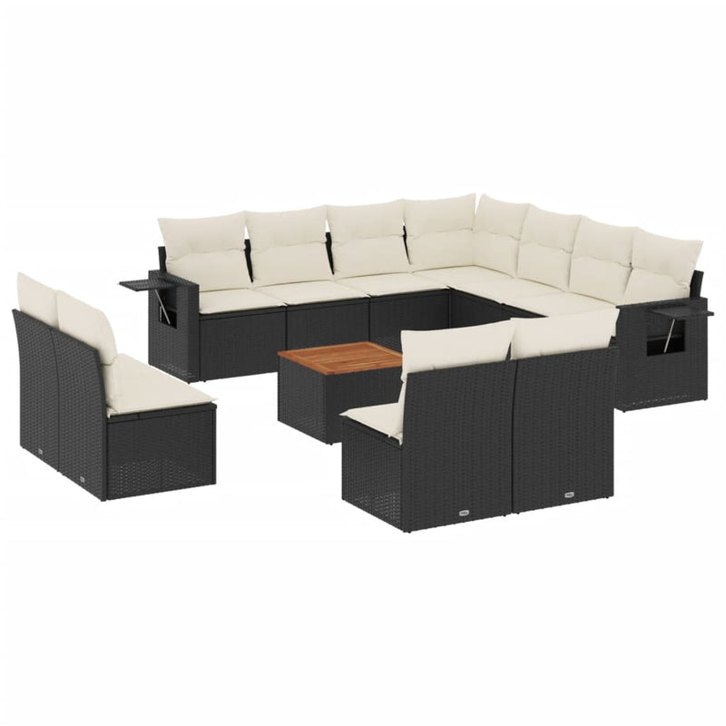 12 Piece Garden Sofa Set with Cushions Black Poly Rattan Payday Deals