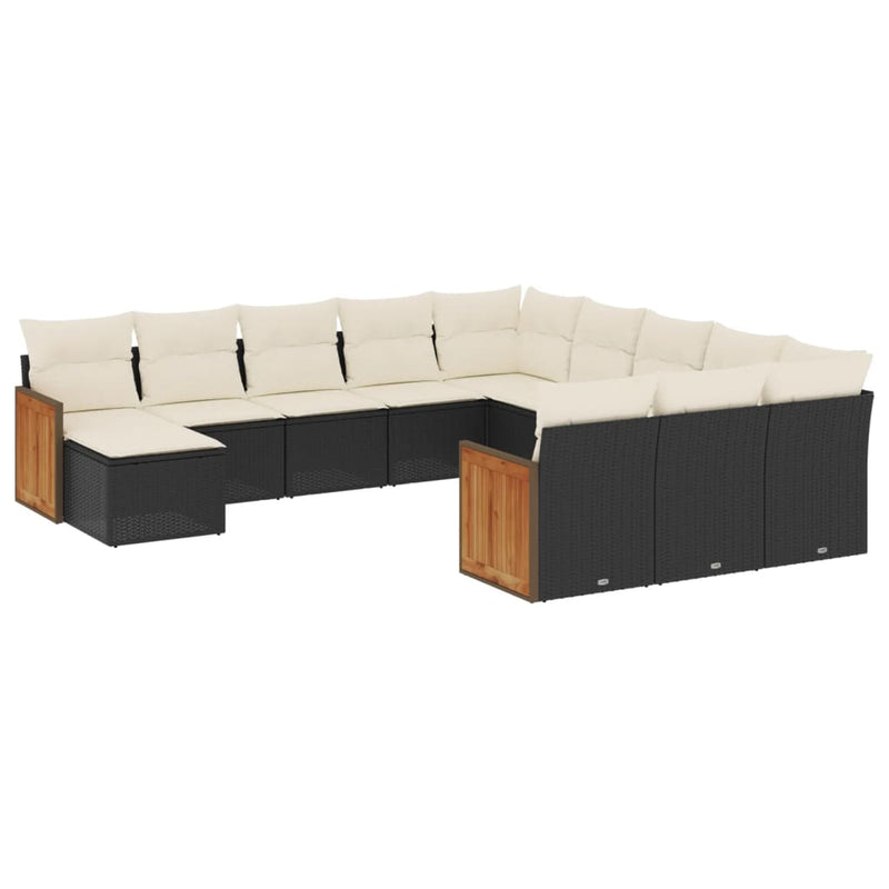 12 Piece Garden Sofa Set with Cushions Black Poly Rattan Payday Deals