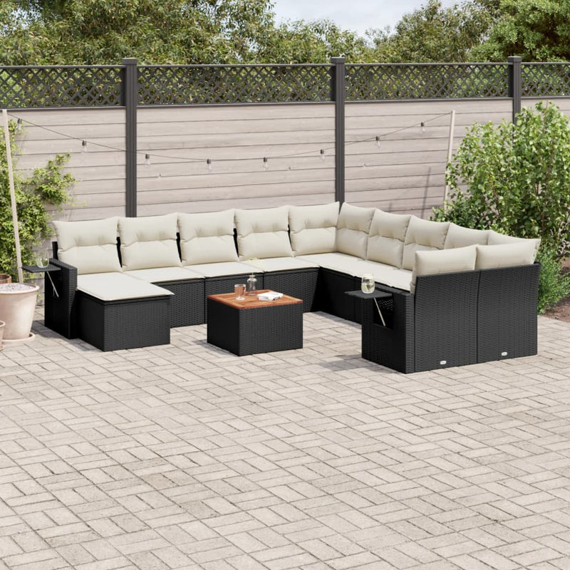 12 Piece Garden Sofa Set with Cushions Black Poly Rattan Payday Deals