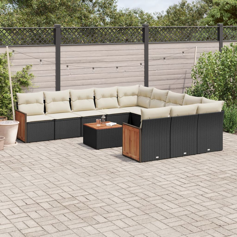 12 Piece Garden Sofa Set with Cushions Black Poly Rattan Payday Deals