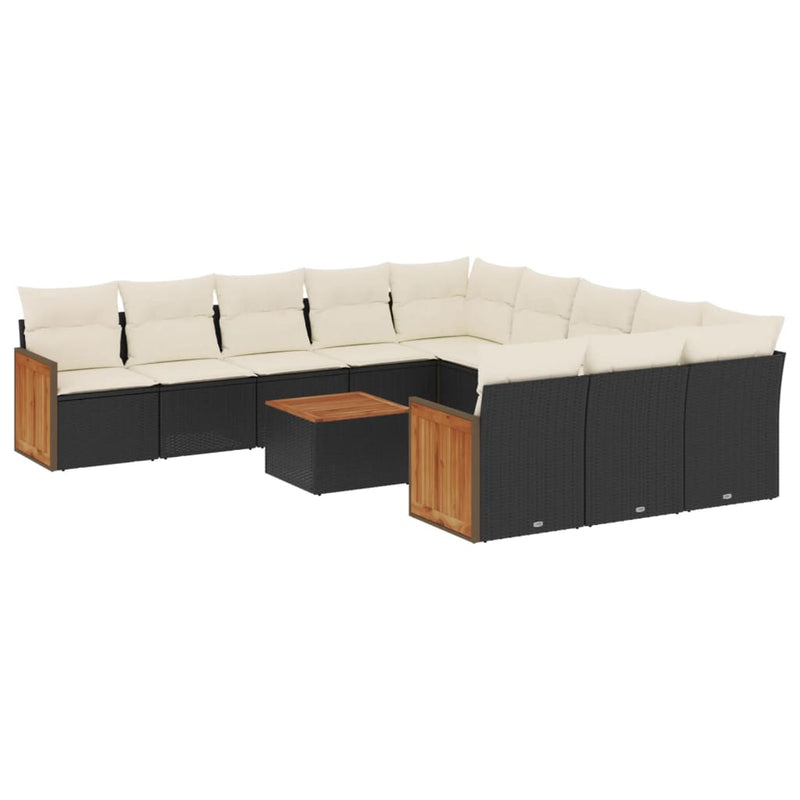 12 Piece Garden Sofa Set with Cushions Black Poly Rattan Payday Deals