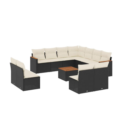 12 Piece Garden Sofa Set with Cushions Black Poly Rattan Payday Deals