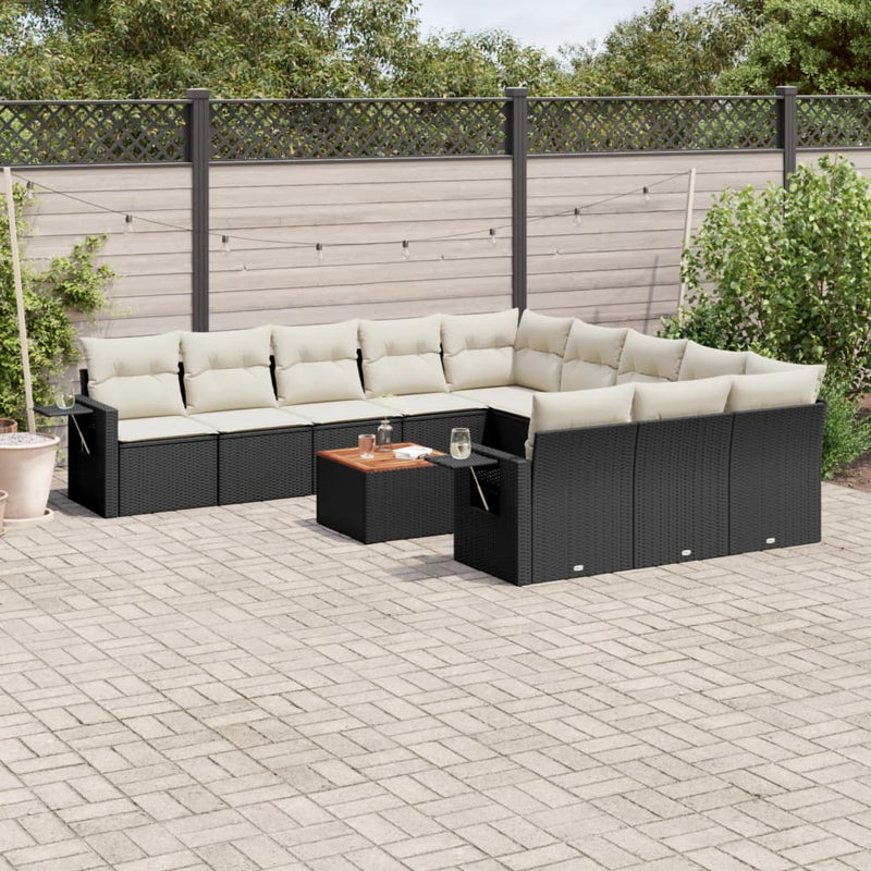 12 Piece Garden Sofa Set with Cushions Black Poly Rattan Payday Deals