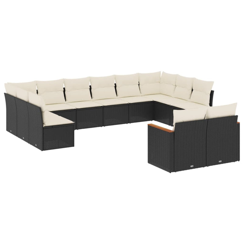 12 Piece Garden Sofa Set with Cushions Black Poly Rattan Payday Deals
