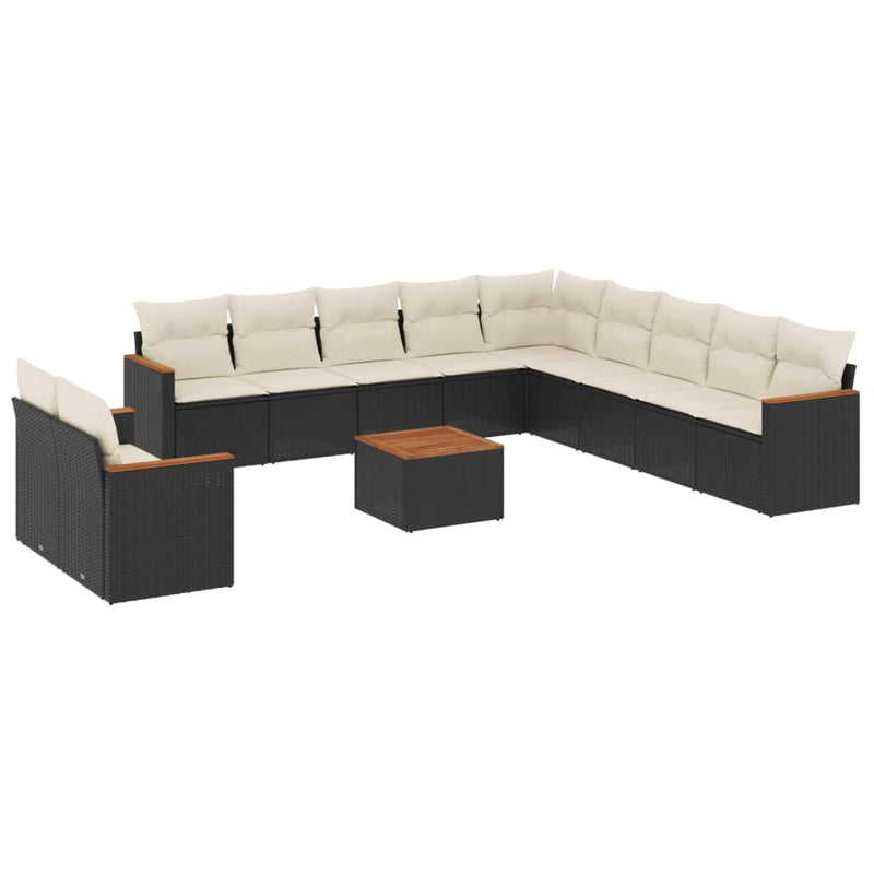 12 Piece Garden Sofa Set with Cushions Black Poly Rattan Payday Deals