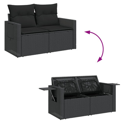 12 Piece Garden Sofa Set with Cushions Black Poly Rattan Payday Deals